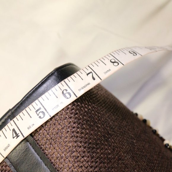 WOVEN BEADED BROWN SATCHEL PURSE Os - Picture 7 of 11